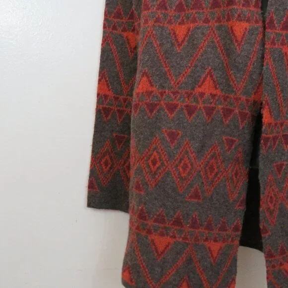 Toad & Co size XL Merino Diamond Hoodie Open Cardigan Lambswool Boho Western - Picture 5 of 6